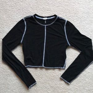 Garage, Medium black long sleeve cropped shirt